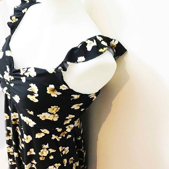 black And Yellow Floral Knit Dress - Picture 3 of 6